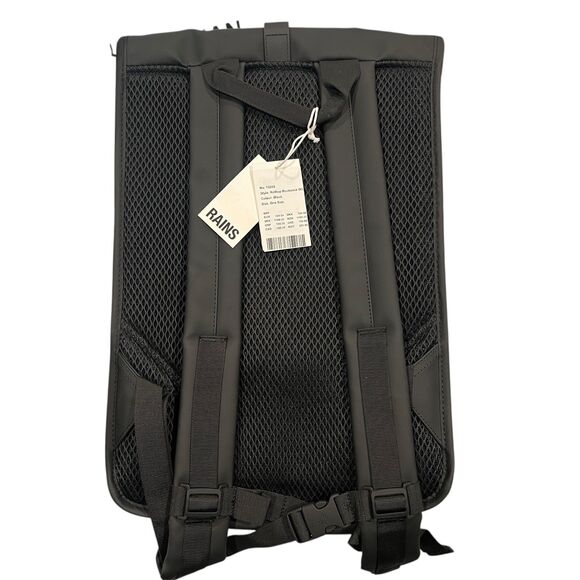 RAINS Black Waterproof Backpack Rolltop Rucksack W3‎ Laptop Travel main image 7
